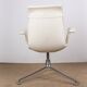 Fauteuil danois, cuir blanc+acier chromé, modèle fk 6725 ou « tulip chair » , preben fabricius/knoll