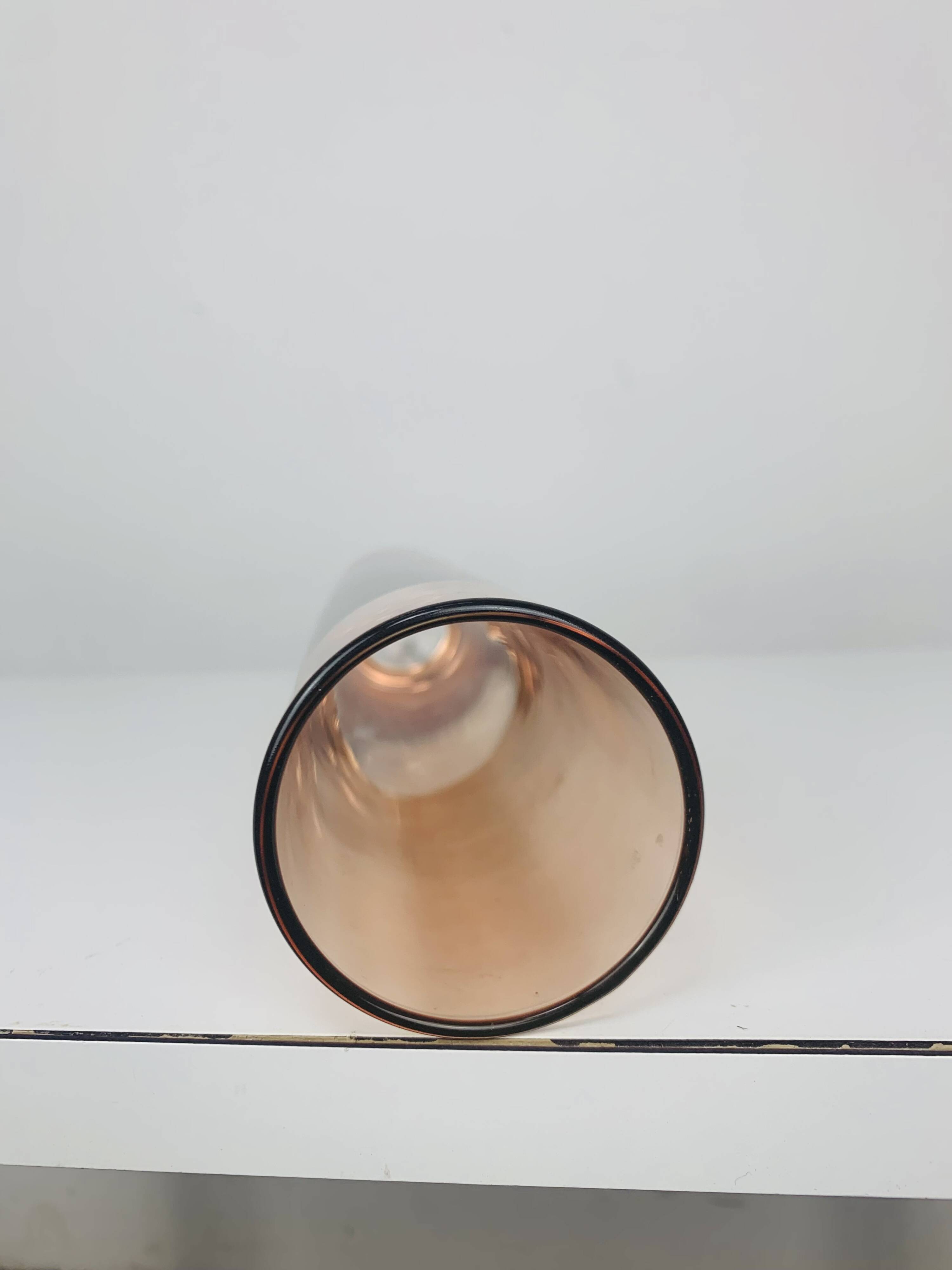 Vintage salmon pink glass roller vase