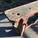 Old carpenter's workbench painted red