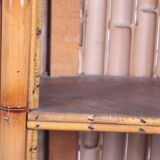 Vintage bamboo Tiki bar cocktail bar with 2 bar stools.