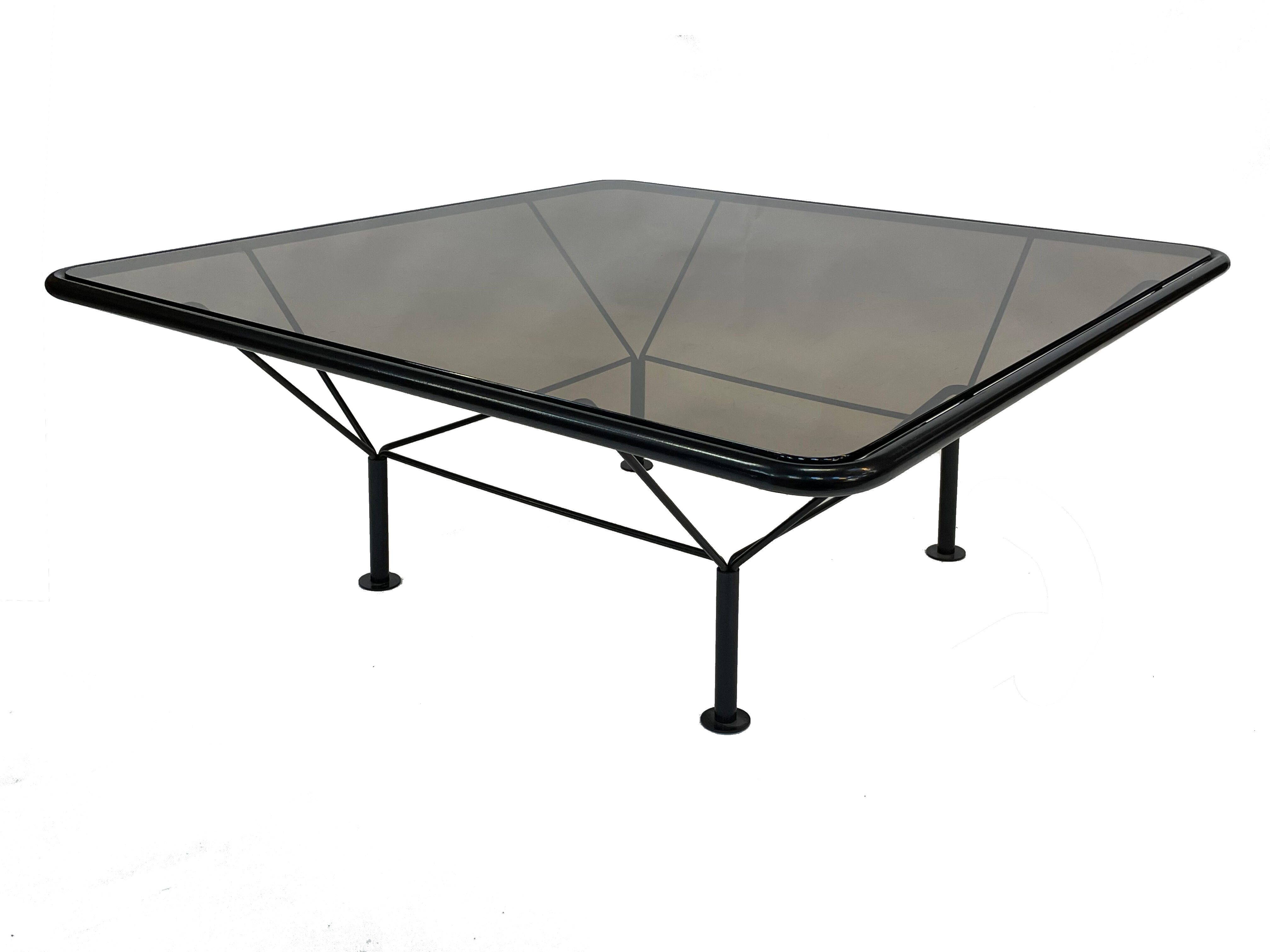 80s metal coffee table and minimalist design glass