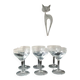 Lot 6 art décor champagne glasses, 1920s. chiseled ears of wheat/transverse lines motifs
