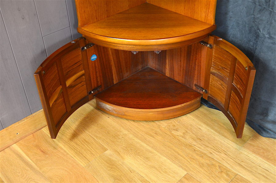 Scandinavian corner shelf in 1960 teak