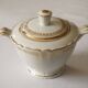 White porcelain sugar bowl/sugar pot with gilt trim, Evor France