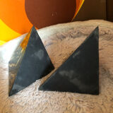 Marbled pyramids art deco bookends