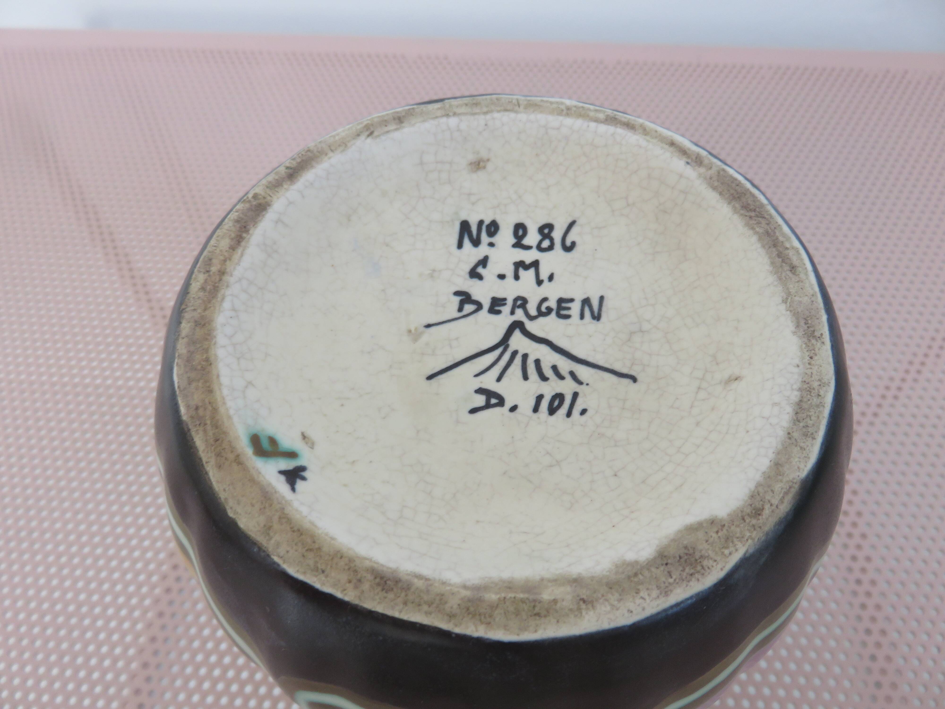 Art Deco ceramic vase from Montoise Bergen, 1920s-1930s.