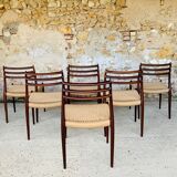 Ensemble de 6 chaises, modèle 78 en palissandre, première édition par Niels Moller, circa 1962-1970