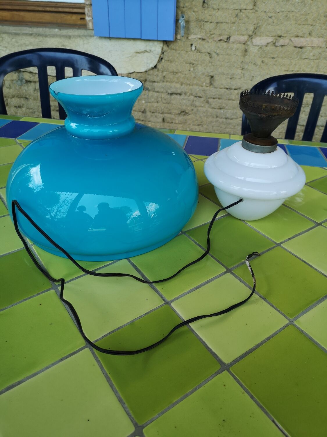Suspension opaline vintage