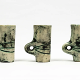 Carafe and its 3 liqueur glasses in glazed ceramic by Jacques Blin