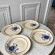 set of 4 dessert plates blue flowers Saint-Amand years 30-40