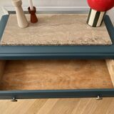 Vintage chest of drawers - 1950s - marble - midnight blue