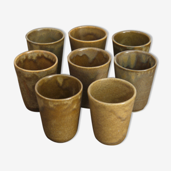Lot of 8 cups Digoin sandstone