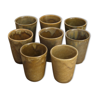 Lot of 8 cups Digoin sandstone