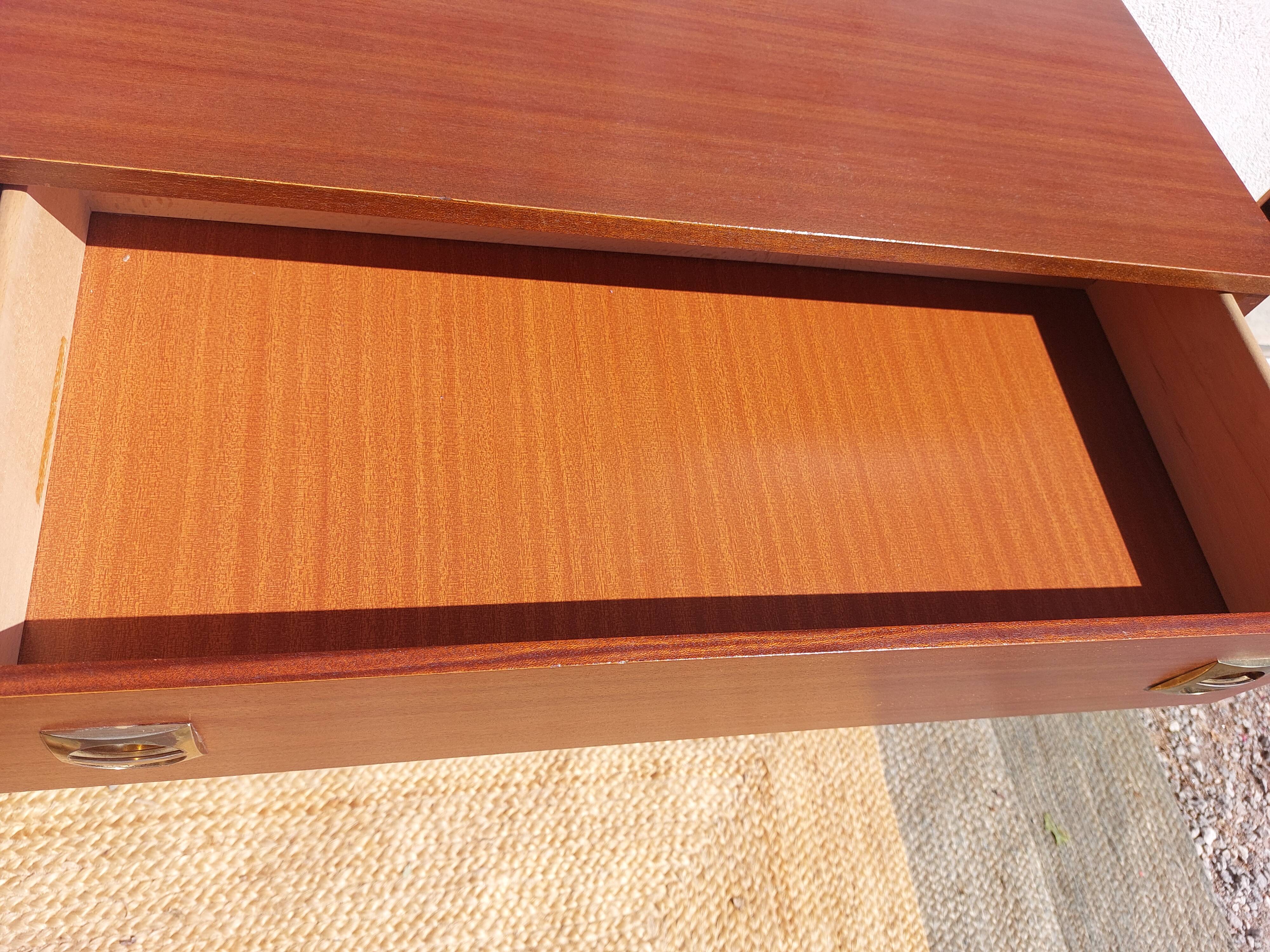 1960s chest of drawers, spindle legs, recessed handles