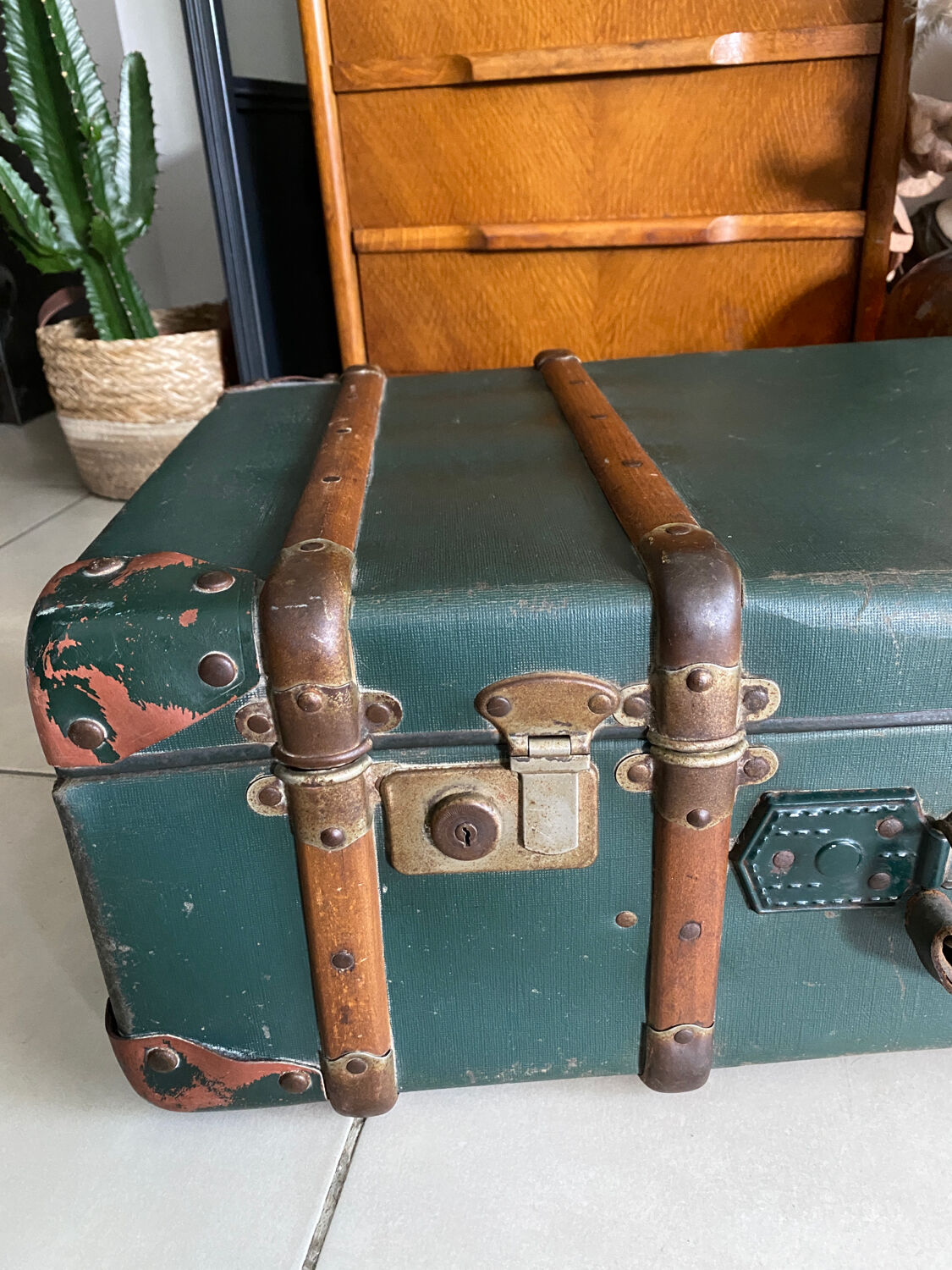 Old vintage travel trunk