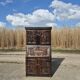 antique cabinet with carvings and wrought iron fittings rural