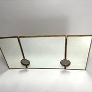 Large Mid-Century Modern Italian Brass Triple Mirror, 1950s