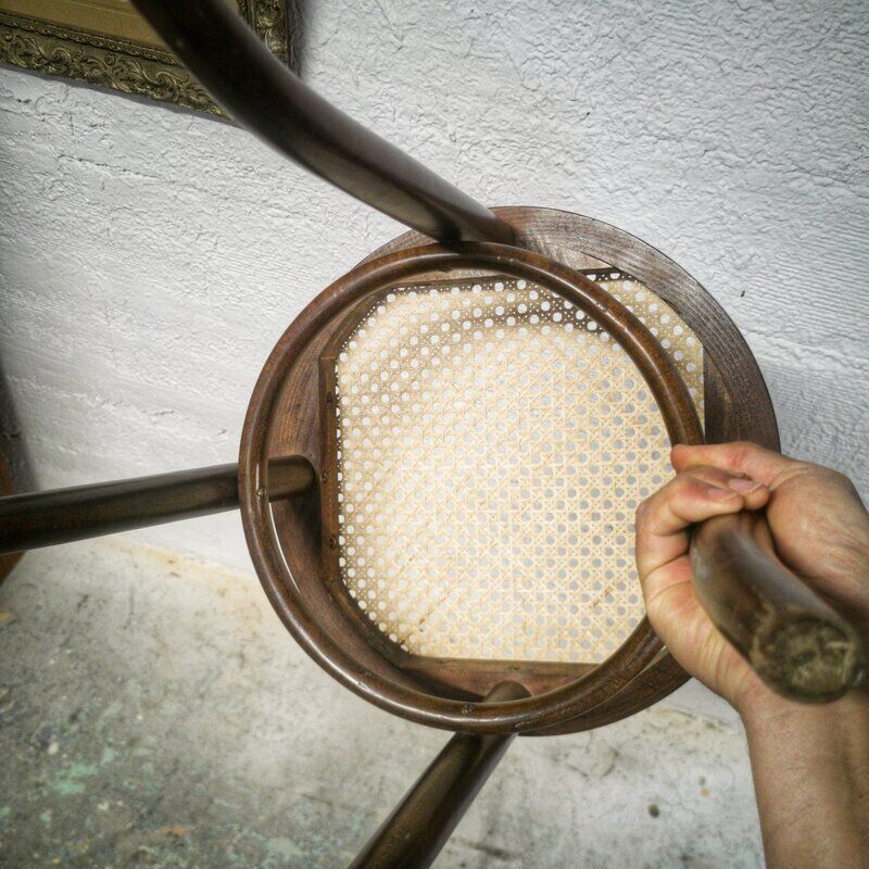 Wooden stool and cannage