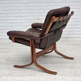 1970s, Norwegian armchair by Jon Hjortdal, furniture leather, bent wood.