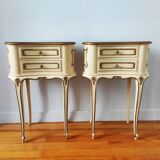 Paire de tables de chevet peints style Louis XV