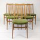 Lot de 6 chaises rembourrées Benze Mid Century avec entretoises en bois vert Design danois vintage des années 70