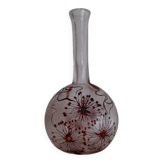 Vase gourde pâte de verre dégagé à l'acide signé bendor