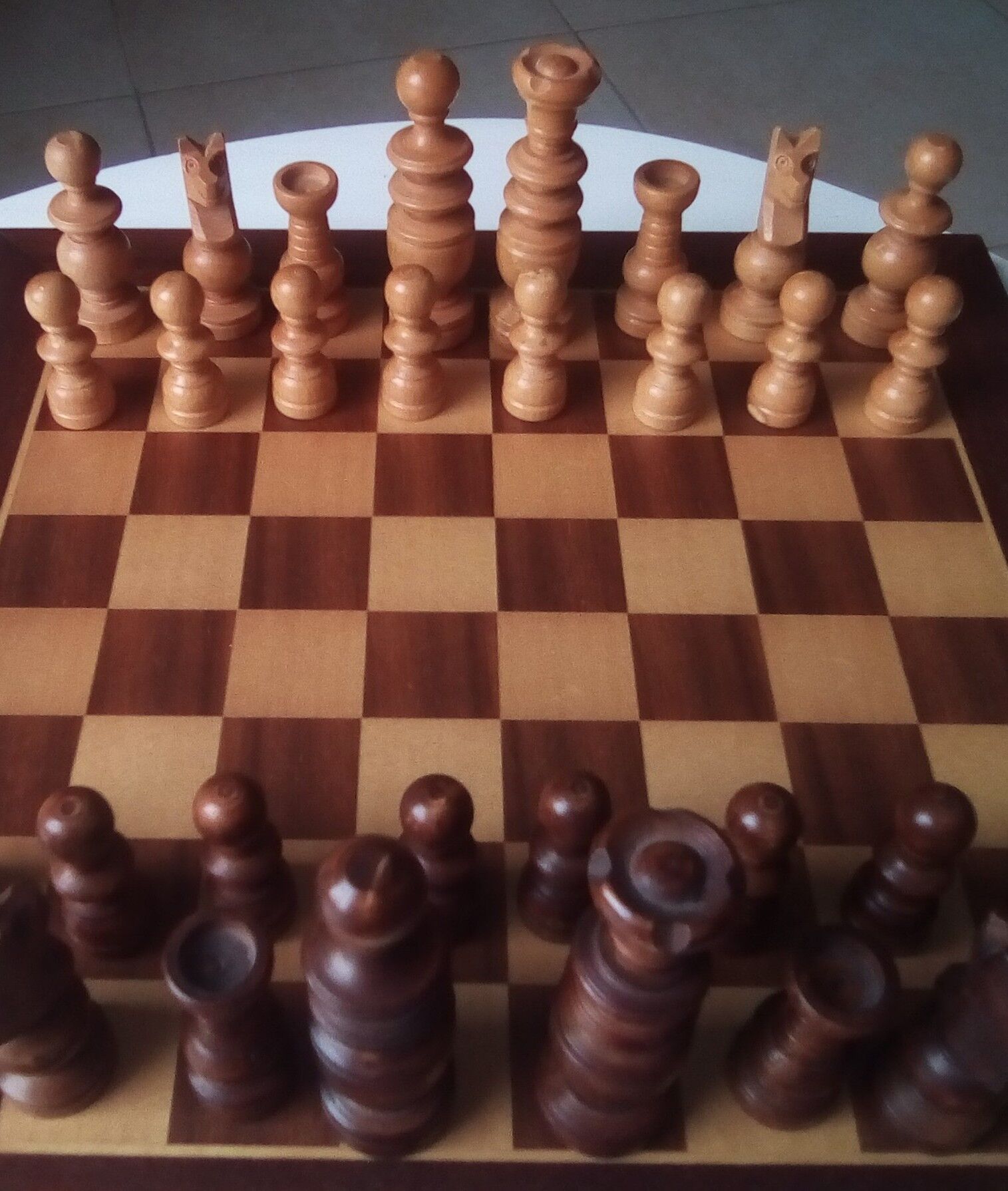 Classic 80s wooden chessboard