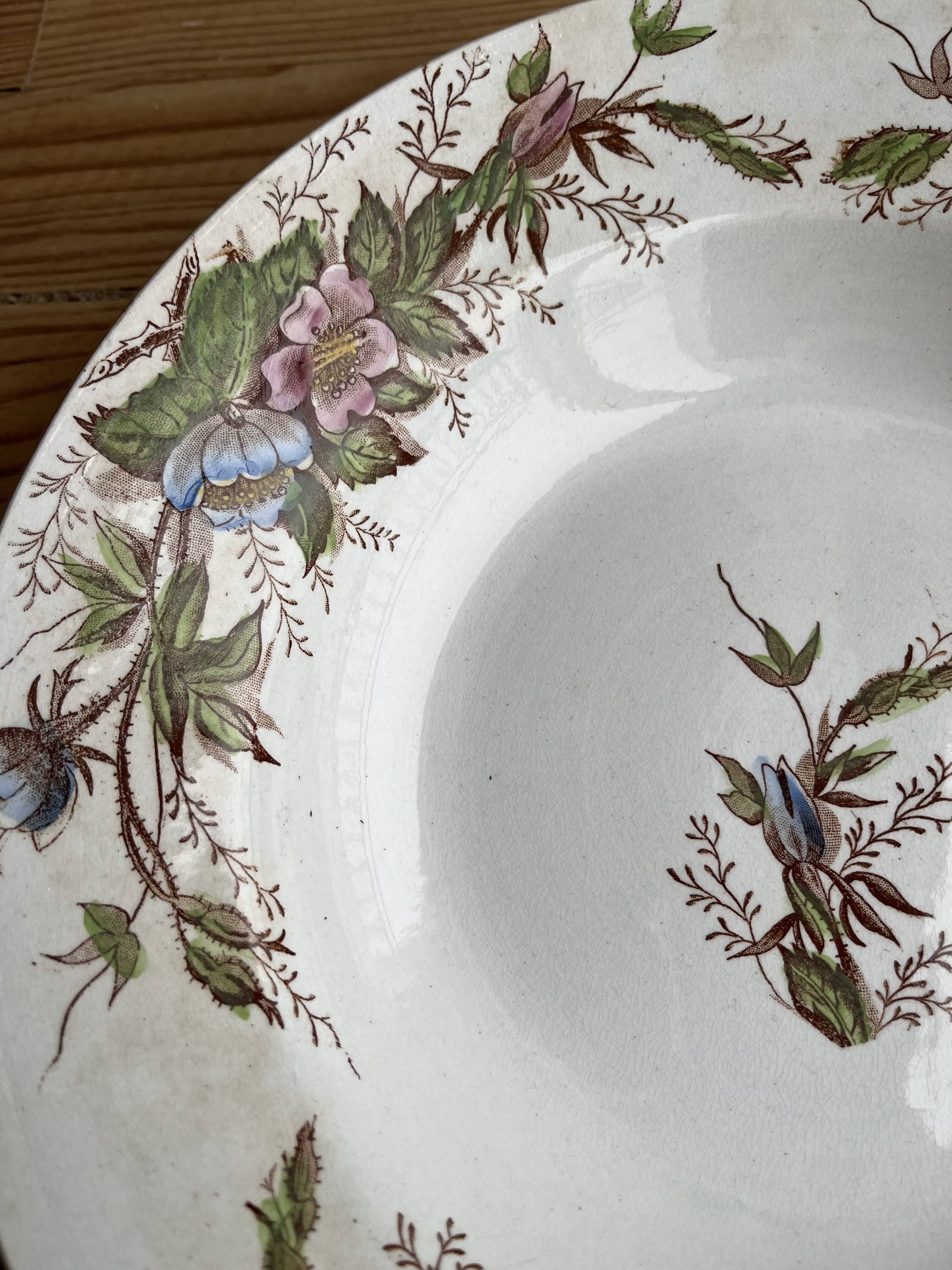 3 old crockery dishes, manufactures of St Amand, Emile Bourgeois and HB& Cie