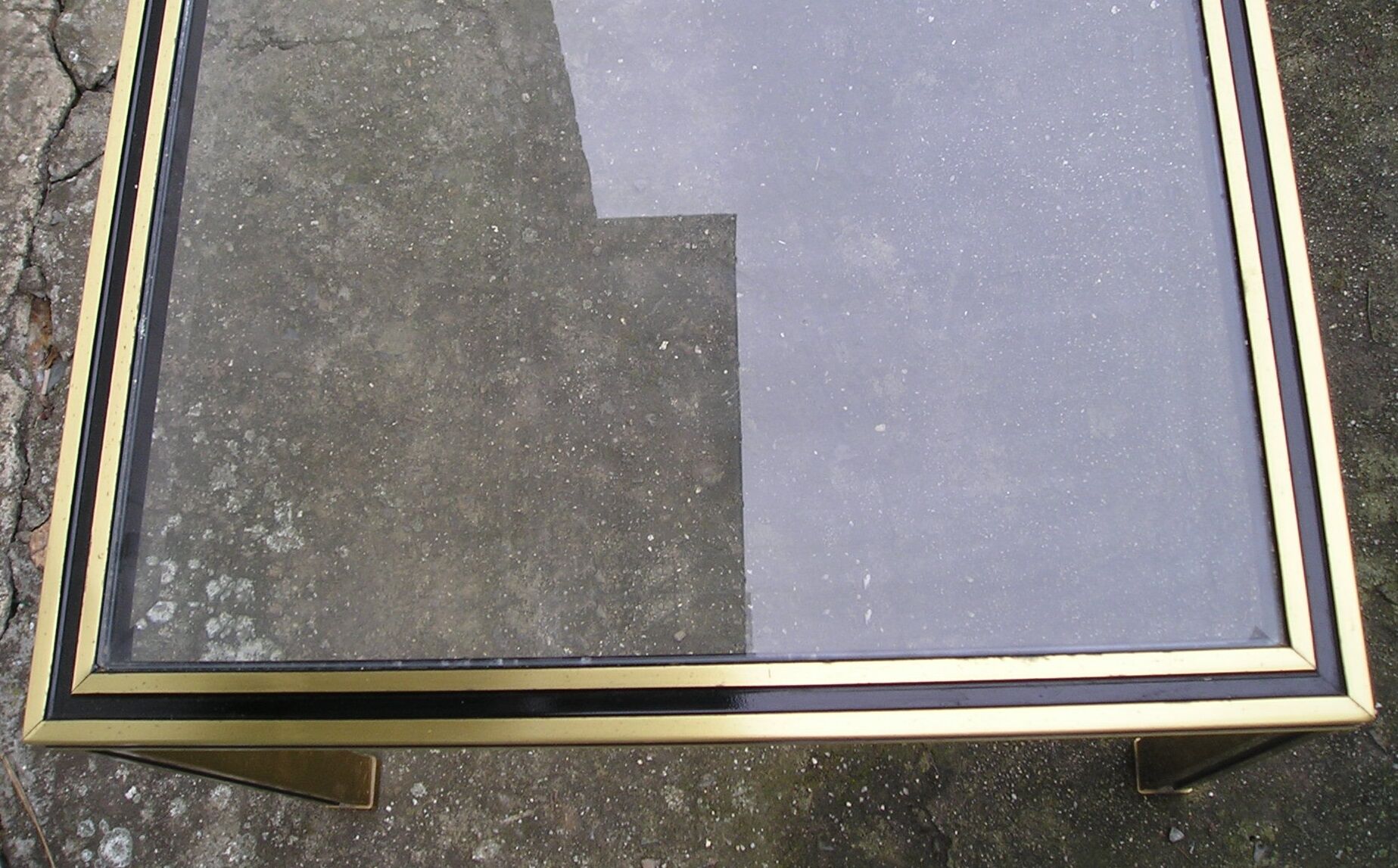 Coffee table style Pierre VANDEL, aluminium and glass beveled, 70s/80s