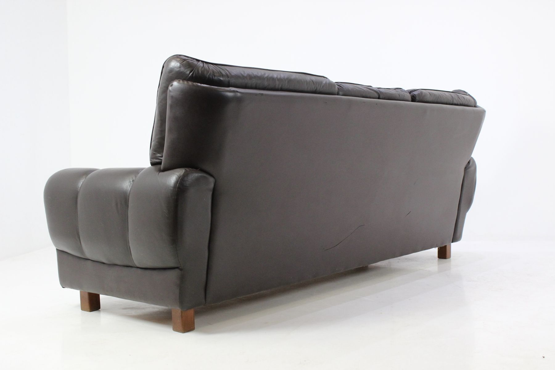 Republic Czech 1970 s leather brown sofa
