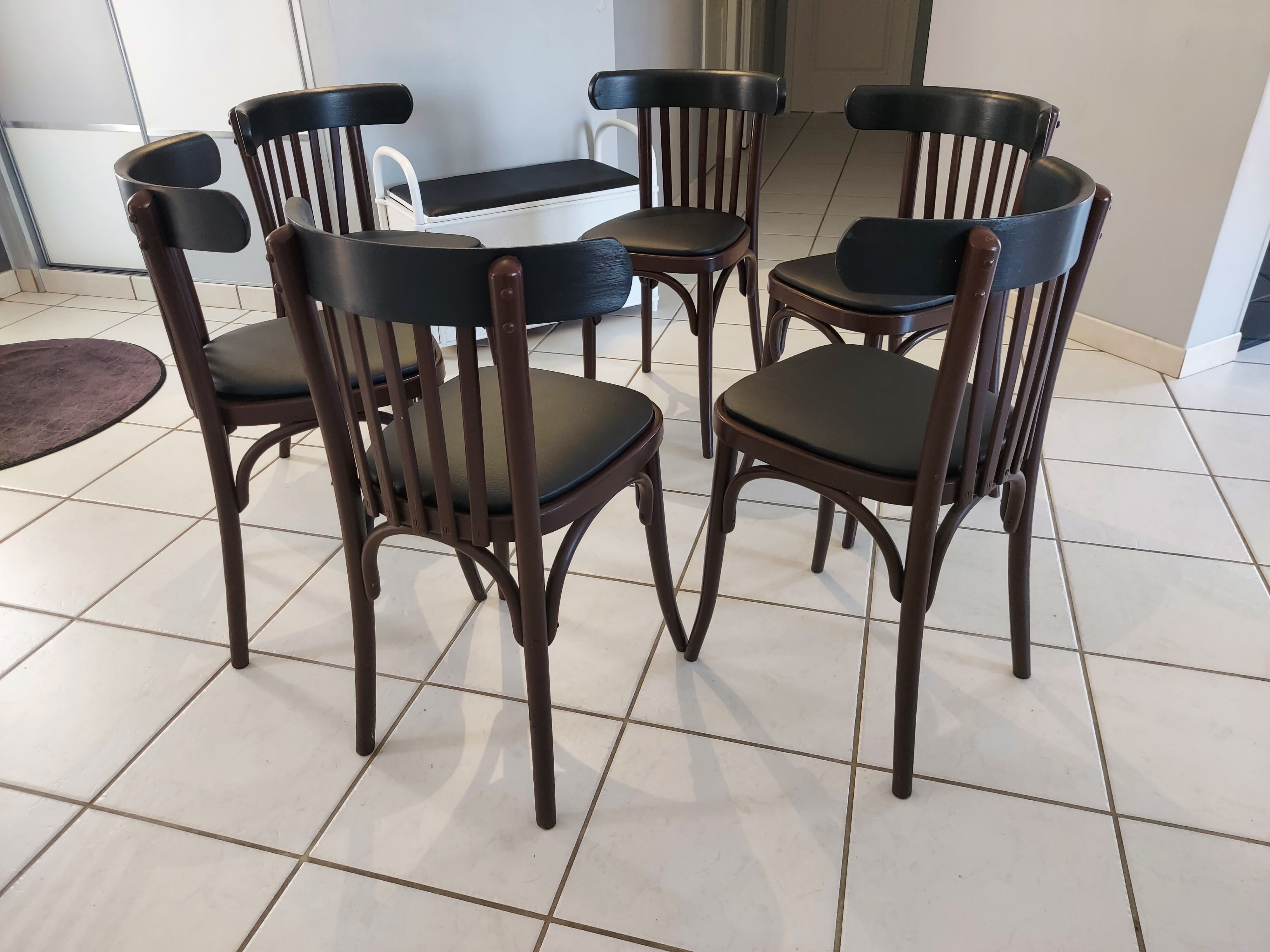 Suite of 6 chairs of vintage bistrot 1960