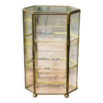 Miniature display case, brass and glass