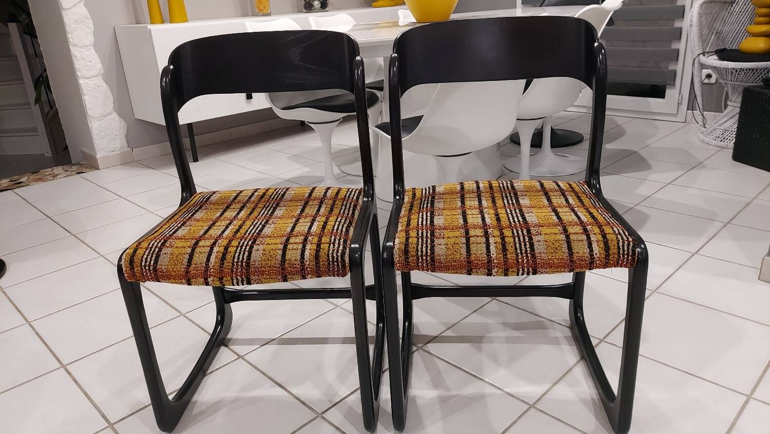 Pair of Baumann Sleigh model chairs, 1970