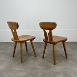 Chaises brutalistes pin massif style chalet