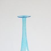 Vintage handblown blue bubble glass bottle vase