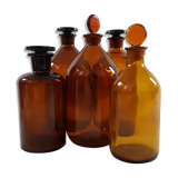 Set of 5 amber apothecary bottles