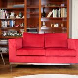 Completely renovated red velvet sofa