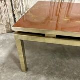 Guy Lefèvre coffee table for Maison JANSEN, imitation lacquer top, circa 1970.