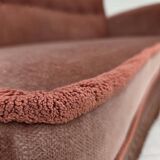 1970s, Danish 2-seater sofa, salmon pink furniture velour, beech wood.