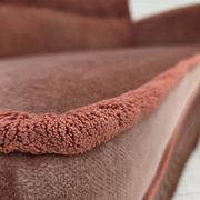 1970s, Danish 2-seater sofa, salmon pink furniture velour, beech wood.