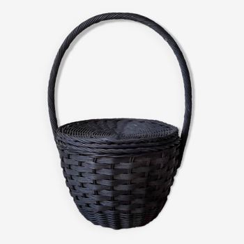 Natural wicker basket black