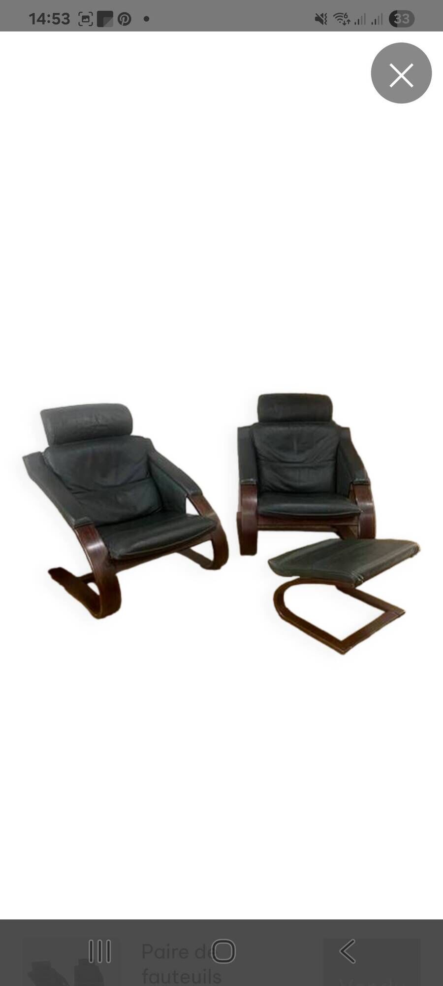Pair of Scandinavian armchairs with a footrest from the brand NELO.