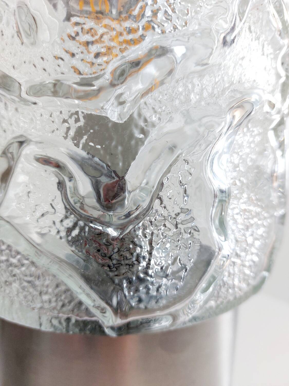 Vintage glass and stainless steel lamp