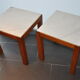Pair of wooden and marble side tables