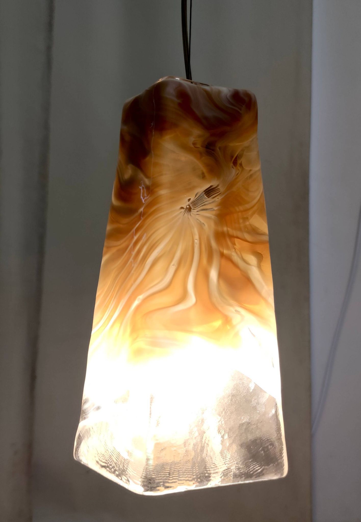 Orange Murano Glass and Brass Pendant by La Murrina, Italy, 1980s