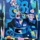 Tony Agostini, Bouquet with Blue Vase, Lithograph, Framed