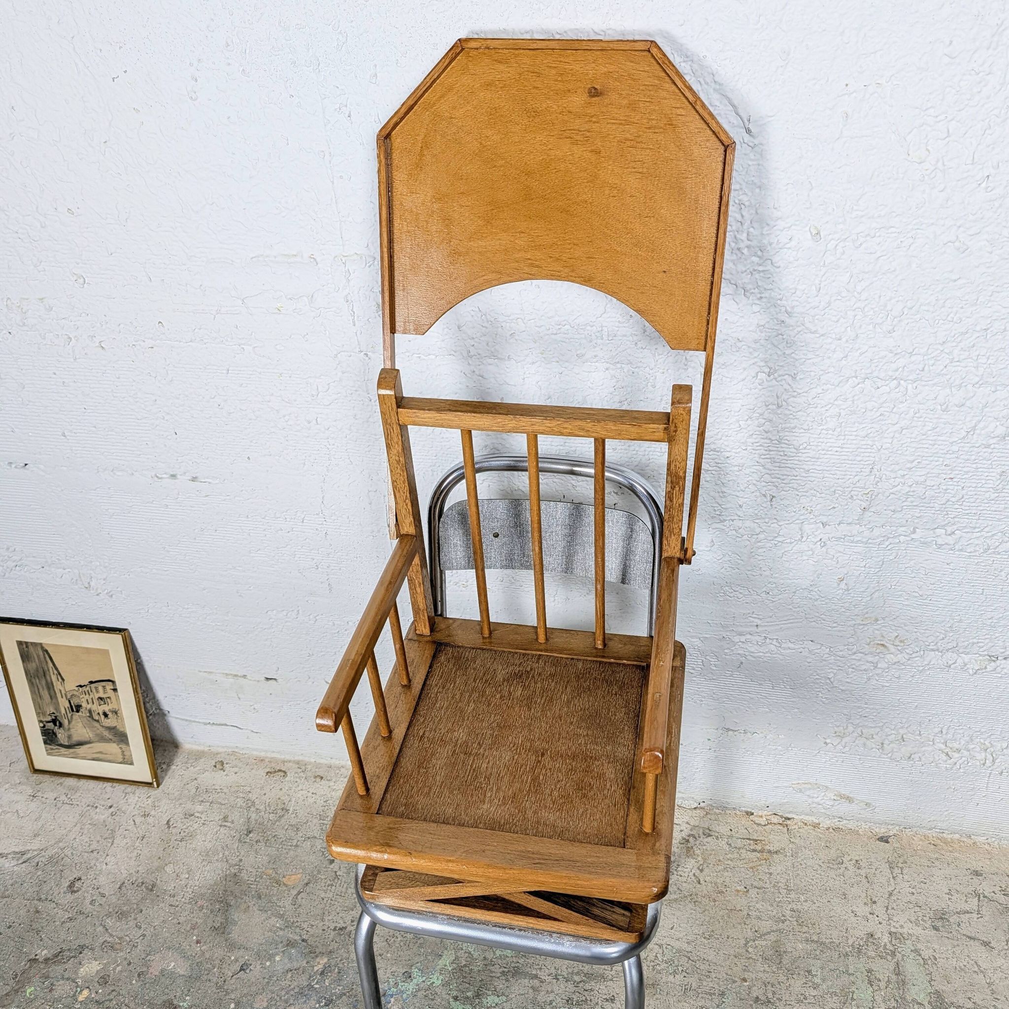 Metal and wood high chair