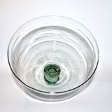 Cloche à fromage ancienne en verre soufflé vert - Globe vintage couvercle