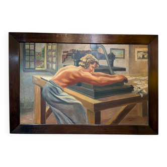 Painting "The Press" by Jean Baillet