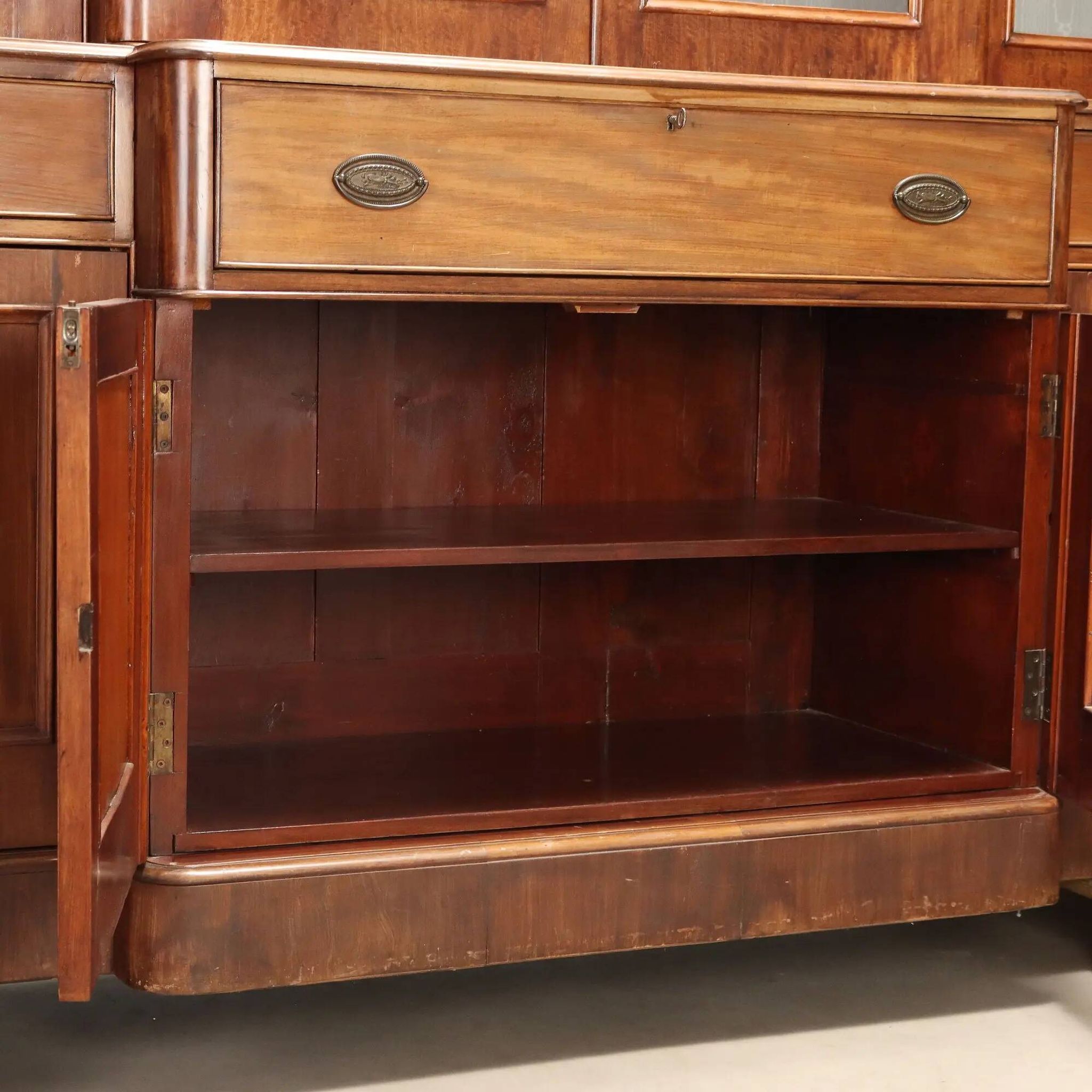 Antique mahogany library with glass and leather, United Kingdom 1800s